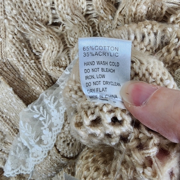 POL Cable Knit Lace Trim Button Up Sweater SIZE Small - Picture 4 of 6